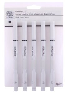 Ручки капиллярные-линеры 5шт 0,1мм, пласт. кор., Winsor&Newton