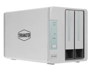 Сетевое хранилище terramaster F2-423 tower NAS QC2,0(2,9) ghzcpu/4GB (до 32GB)/RAID0,1,10,5,6, JBOD/up to 2 hot swap hdds SATA (3,5' or 2,5'2*M. 2 2280 N