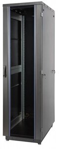Шкаф напольный 19", 33U Eurolan 60F-33-6A-31BL Racknet S3000 600 1000, передняя дверь стеклянная одностворчатая, задняя дверь металлическая одноство