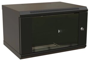 Шкаф настенный 19", 9U WRLine WR-TW-0945-GP-RAL9004 500x600х450мм, стеклянная дверь, цвет черный (RAL 9004) (разобранный)
