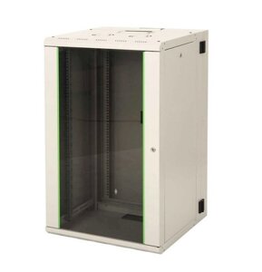 Шкаф настенный LANDE LN-PR16U6045-LG-111 PROline, 16U 19", 600x450x824мм, дверь стекло, съемные стенки, цвет серый