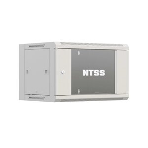 Шкаф настенный NTSS W (Китай) 9U 600х600х500мм, 2 профиля 19", дверь стеклянная, серый RAL 7035 (NTSS-W9U6060GS-2)