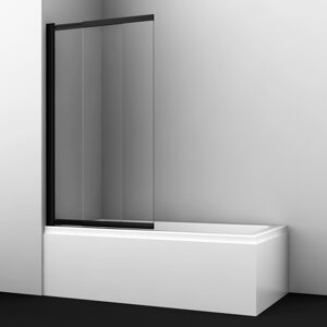 Шторка на ванну Wasserkraft Main 100х140 профиль черный стекло прозрачное