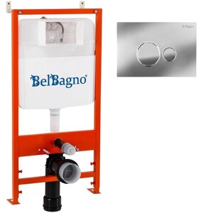 Система инсталляции для унитазов BelBagno с кнопкой смыва хром