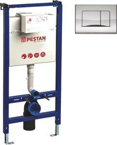 Система инсталляции для унитазов Pestan Fluenta 40006356 + 40006361 с кнопкой смыва, хром