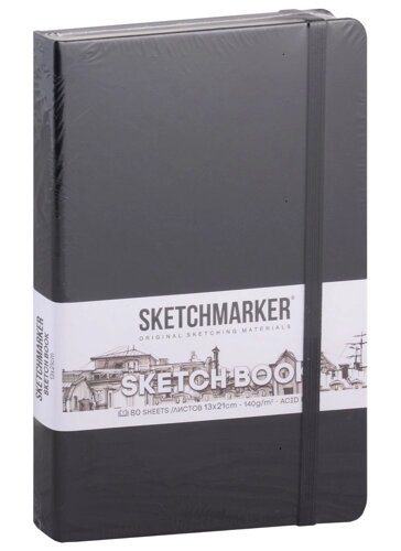 Скетчбук 13*21 80л "Sketchmarker" черный, нелинованн. 140г/м2, слоновая кость, тв. обл.