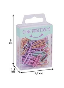 Скрепки 25мм 70шт "Be positive" винил, пастельн., круглые, пласт. подвес