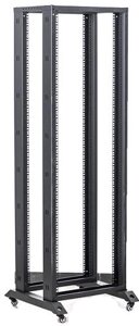 Стойка мобильная Wize W32UOR 19”32U, 550х600-950 мм, двурамная, макс. нагрузка 1000кг, сталь, черная
