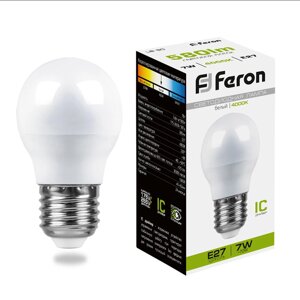 Светодиодная лампа Feron 7W 580Lm 4000K E27 25482