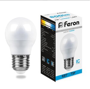 Светодиодная лампа Feron 7W 600Lm 6400K E27 25483