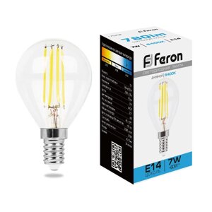 Светодиодная лампа Feron G45 7W 780Lm 6400K E14 38221