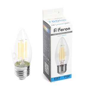 Светодиодная лампа Feron Свеча 7W 760Lm 6400K E27 38272
