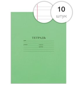 Тетрадь, 12 листов, А5, узкая линейка Хатбер Серия Зеленая 10шт в блистере 12Т5B7
