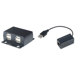 Удлинитель SC&T UE03 USB 2.0 по кабелю витой пары до 60м (CAT5/5e/6) со встр. расширением на 4 порта (USB-HUB). Максимальная скорость передачи 480Мбит/с
