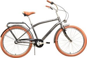 Велосипед Stark Comfort Man, 3 speed, темно-серый матовый металлик/черный/коричневый, 16 (HQ-0014077)