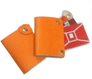 Визитница Футляр для кредитных визитных и дисконтных карт кожзам оранжевый