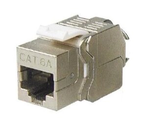 Вставка Hyperline KJ8-8P8C-C6A-180-TLS-SH-F-WH Keystone Jack RJ-45(8P8C), категория 6a (10G), экранированная, тип 180 градусов, Toolless, белая