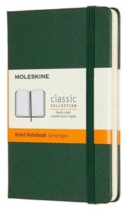 Записная книжка Moleskin Classic Pocket, твёрдая обложка, зелёная, 96 листов, А6