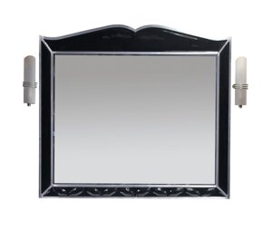 Зеркало Misty Анжелика 100 черное сусальное серебро со светильниками