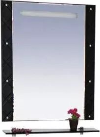 Зеркало с полкой Misty Гранд Luxe 60 черно-белая кожа cristallo