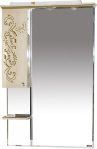 Зеркало-шкаф Misty Бабочка 75 L с подсветкой, бежевый патина