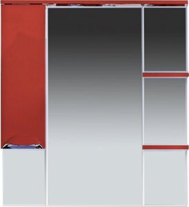 Зеркало-шкаф Misty Кристи 90 левый красный, с подсветкой