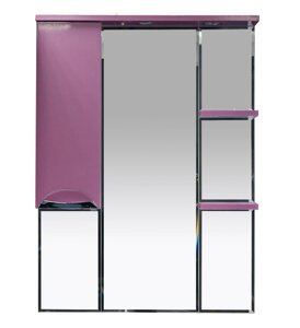 Зеркало-шкаф Misty Жасмин 75 левый розовый с подсветкой