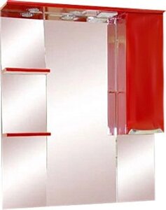 Зеркало-шкаф Misty Жасмин 85 R с подсветкой, красная эмаль