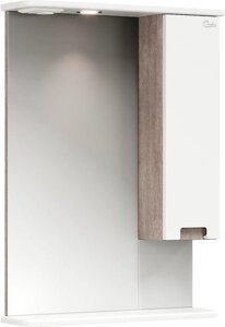 Зеркало-шкаф Onika Харпер 58 R с подсветкой, белый/мешковина (205849)