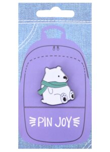 Значок Pin Joy Белый медведь с шарфом (металл) (12-08599-937)