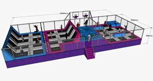 Батутная арена с баскетбольными кольцами (23х9х3.15м)