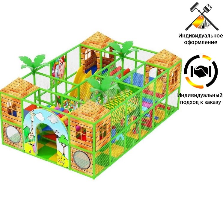 «Деревня» 32м² (6,95*4,65*2,9м) детский игровой лабиринт для ресторана от компании Robotic Retailers Развлекательное оборудование - фото 1