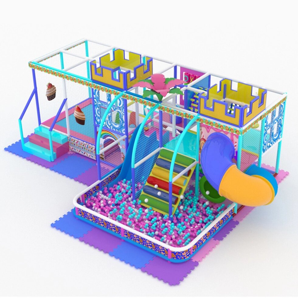 Детский игровой лабиринт «Карамелька 2» 22 м² (6,95*2,35*2,8м) + бассейн (2,35*3,5 м) от компании Robotic Retailers Развлекательное оборудование - фото 1