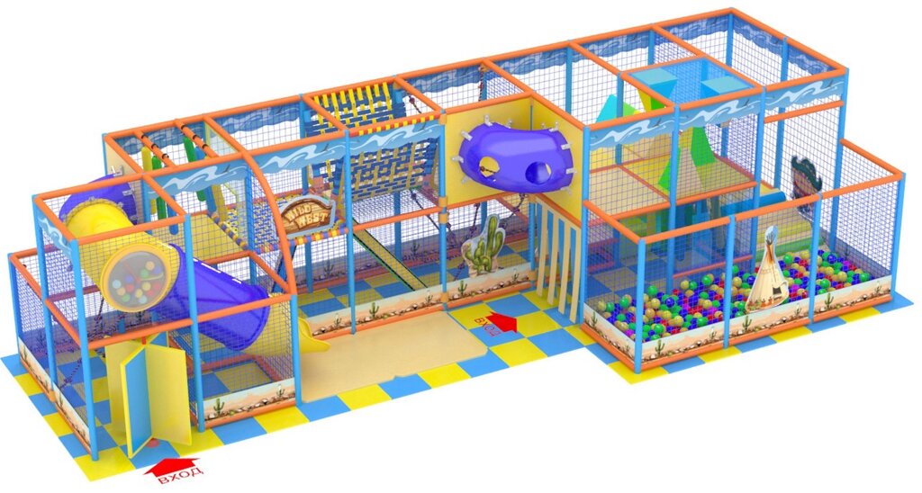 Детский игровой лабиринт «Карлсон» 34,5  м²  (9,6*3,6*2,5м) от компании Robotic Retailers Развлекательное оборудование - фото 1