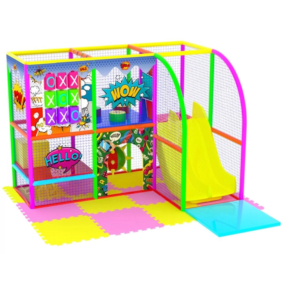 Детский игровой лабиринт «Кнопка MAX с горкой Люкс» 12,3 м² (3,5*3,5*2,5м) от компании Robotic Retailers Развлекательное оборудование - фото 1