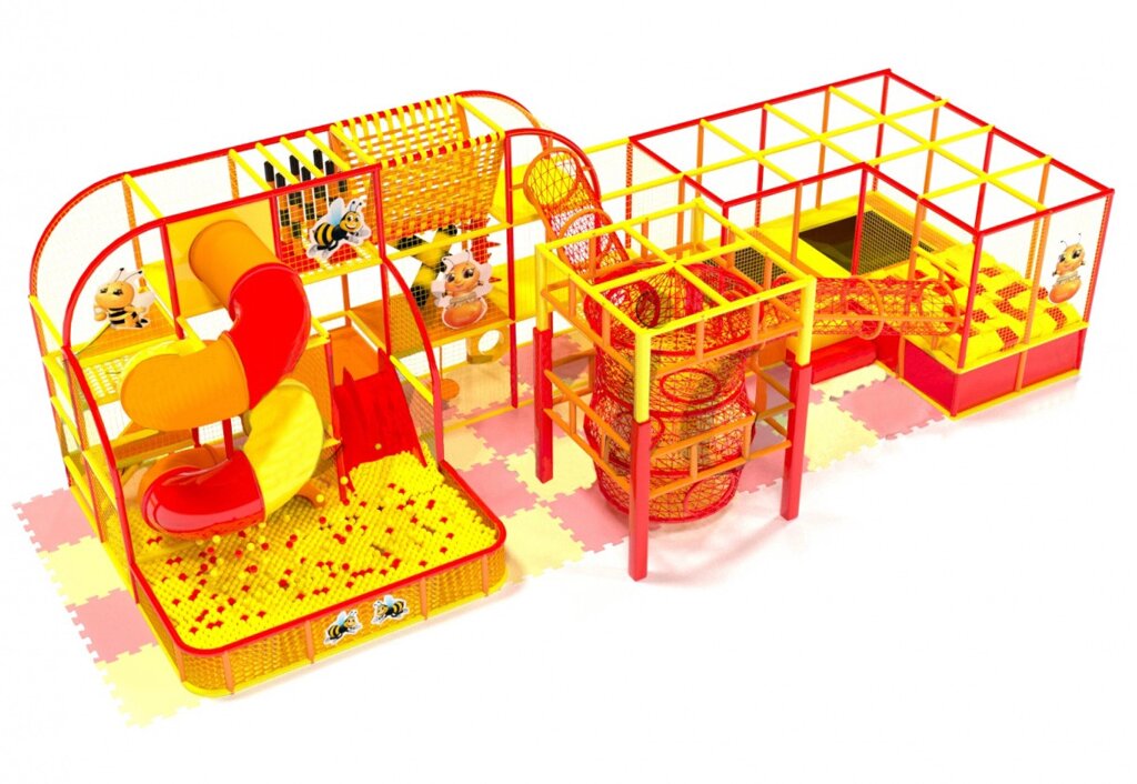 Детский игровой лабиринт «Медовый» 54,74 м² (11,9*4,6*3.6м) от компании Robotic Retailers Развлекательное оборудование - фото 1