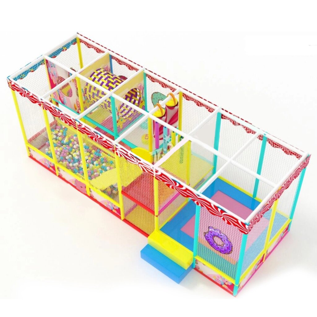 Детский игровой лабиринт «Пончик» 16,33м² (6,95*2,35*2,5м) от компании Robotic Retailers Развлекательное оборудование - фото 1