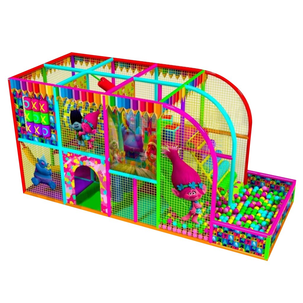Детский игровой лабиринт «Смурфики» 14м² (5.8*2.35*2.5м) от компании Robotic Retailers Развлекательное оборудование - фото 1