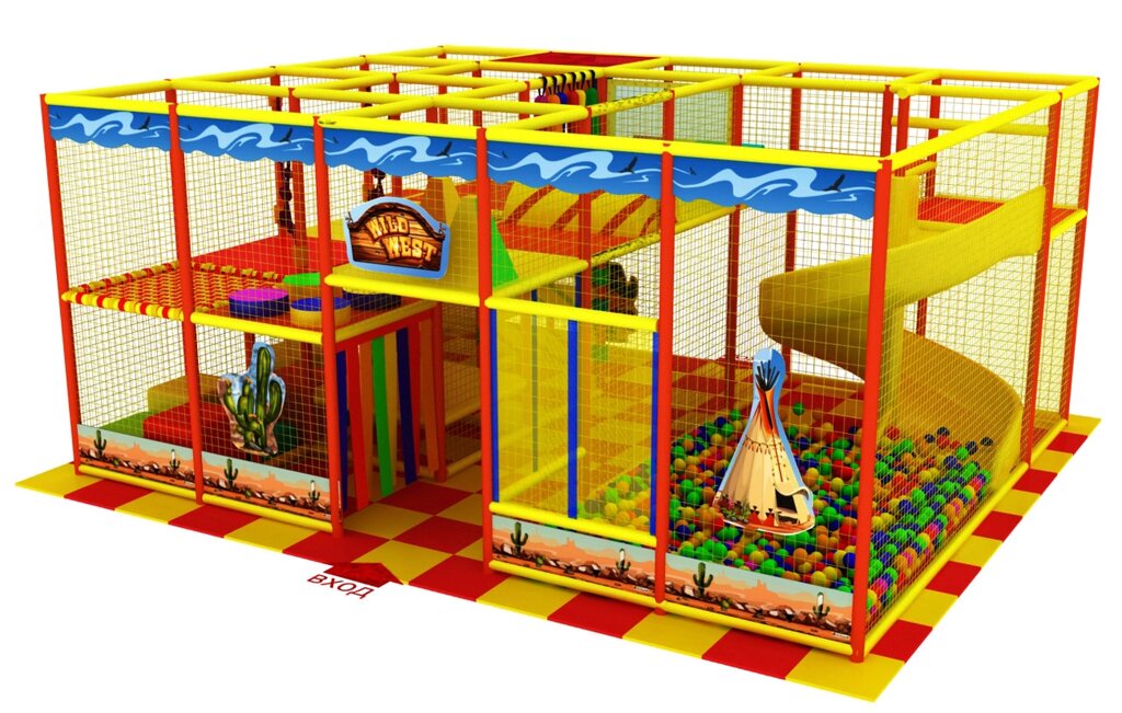 Детский игровой лабиринт «Вестерн» 28,8  м²  (6*4,8*2,8 м) от компании Robotic Retailers Развлекательное оборудование - фото 1