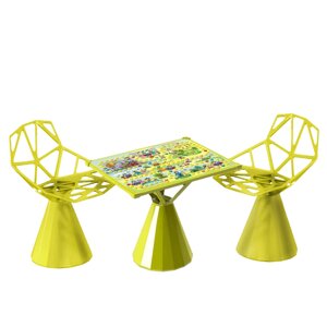 Детский игровой столик со стульями "Ходилка" влагостойкая Pro, с усиленным прозрачным основанием, цвет желтый