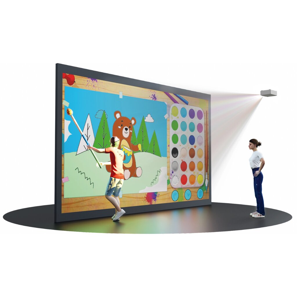 Интерактивная стена «Мастер фломастер» цвет белый, (1280х800) 3200 lm, КФ, Ламповый от компании Robotic Retailers Развлекательное оборудование - фото 1