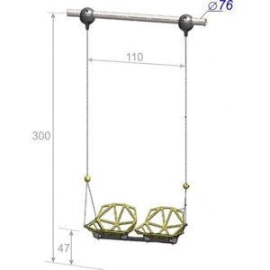 Качели двойные 300 см, диаметр крепления на трубу 76 мм