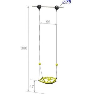 Качели одиночные подвесные 300 см, диаметр крепления на трубу 76 мм