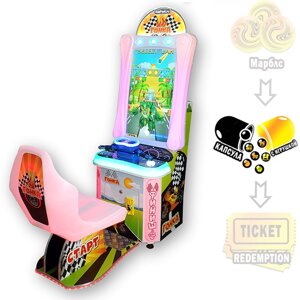 "Мото гонка" детский автомат с видеоиграми и игрушками в капсулах