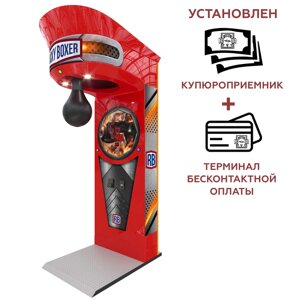 Силомер Rocky Boxer Красный, 4-х значный дисплей, корпус New с купюроприемником и терминалом безналичной оплаты