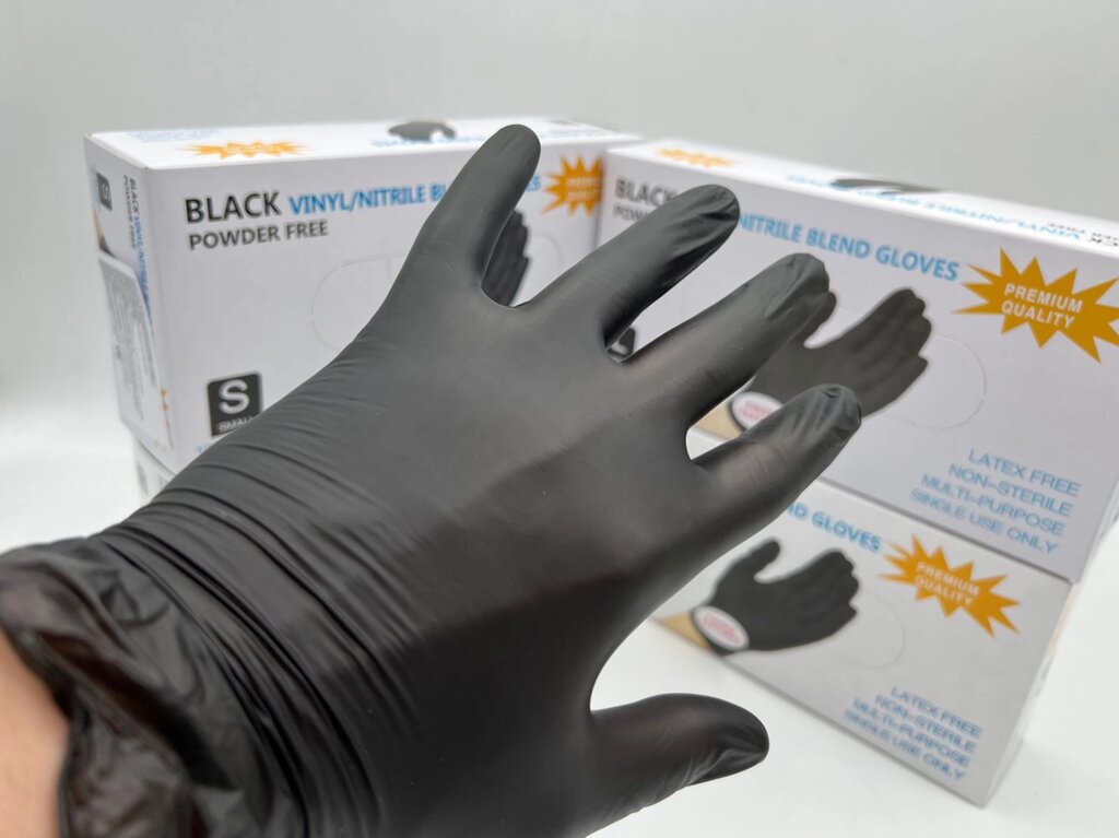 Перчатки ВАЛИ ПЛАСТИК  текстура на пальцах, размер XS-XL, черный от компании Фармация Трейд - фото 1