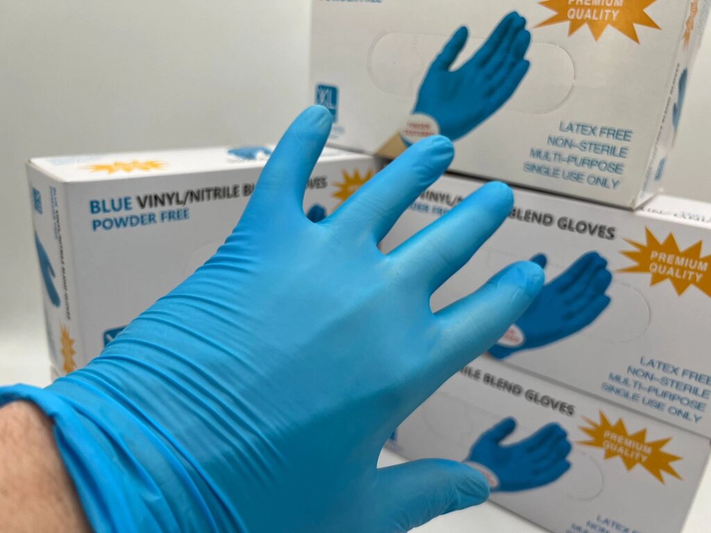 Перчатки ВАЛИ ПЛАСТИК  текстура на пальцах, размер XS-XL, голубой от компании Фармация Трейд - фото 1
