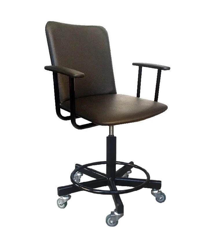 Кресло стул винтовой Технология на роликах (h500/570-620/690, подлокотники, кожзам) от компании Техно Инжиниринг - фото 1