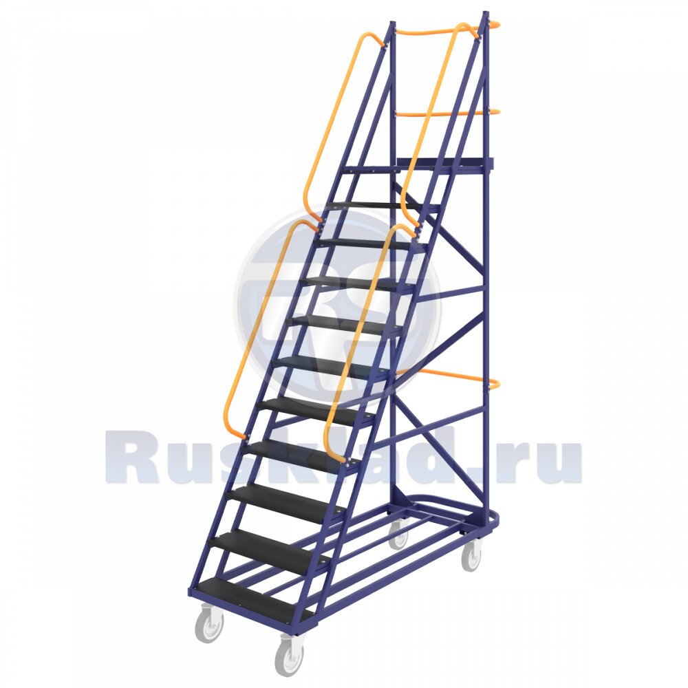 Лестница передвижная, десять ступеней ЛС 10 670х1854х2930 от компании Техно Инжиниринг - фото 1