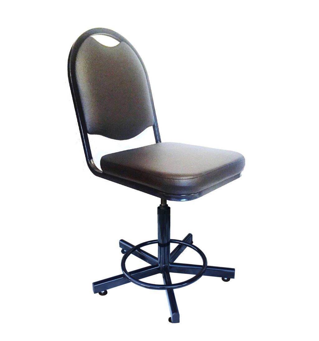 Винтовой стул Профи h450-570, б/п, кольцо, кожзам от компании Техно Инжиниринг - фото 1